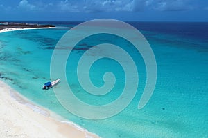 Caribbean sea, Los Roques. Vacation in the blue sea and deserted islands.