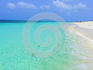 Caribbean sea, Los Roques. Vacation in the blue sea and deserted islands.