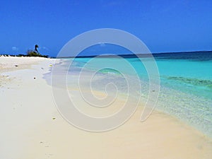 Caribbean sea, Los Roques. Vacation in the blue sea and deserted islands.