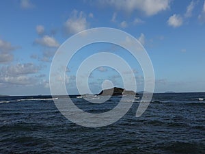 The caribbean sea merging with the atlantic ocean