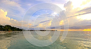 Caribbean sea sunset on the beach