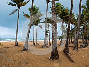 The Caribbean sea under a very cloudy sky: The calm before the storm. Puerto Rico, USA