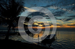 Caribbean Sunset with boat