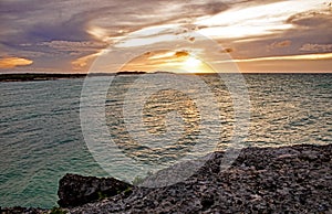 Caribbean Sunset At Lenny`s Bar And Grille In Cayo Coco, Cuba