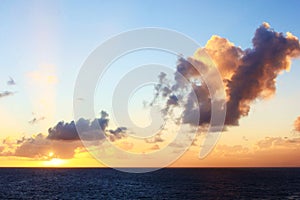 Caribbean Sunset Rays and Clouds