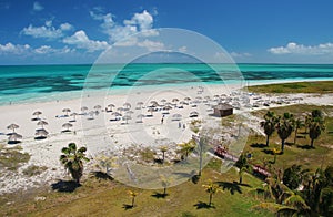 Caribbean tropical turquoise sand beach in Varadero Cuba