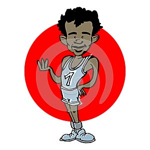 Caricature of african, indian or latino runner athlete, cartoon photo