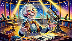 caricature of astrology astronomy scientist cartoon character. Cartoon Professions