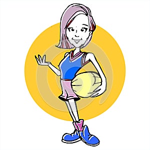 Caricature of basketball woman cartoon