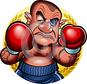 Caricature Cartoon style boxer with black eye