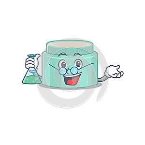 Caricature character of lipbalm smart Professor working on a lab photo