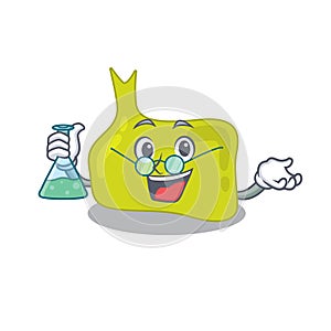 Caricature character of pituitary smart Professor working on a lab