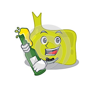 Caricature design concept of pituitary cheers with bottle of beer