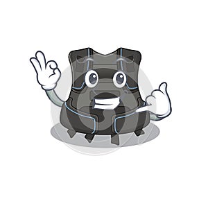 Caricature design of scuba buoyancy compensator with cute call me pose