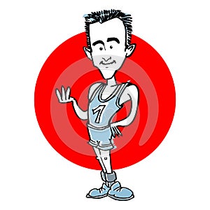 Caricature of male runner athlete, cartoon photo