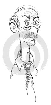 Caricature of an old man with moustache and glasses