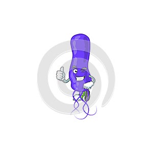 Caricature picture of blue spirila with Thumbs up finger