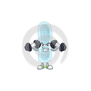 Caricature picture of klebsiella pneumoniae exercising with barbells on gym photo