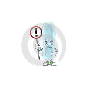 Caricature picture of klebsiella pneumoniae holding a sign photo