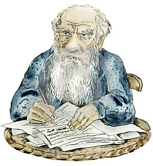 Caricature portrait of Leo Tolstoy photo