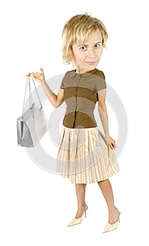 Caricature of shopping woman