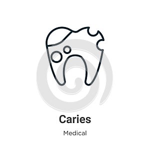 Caries outline vector icon. Thin line black caries icon, flat vector simple element illustration from editable medical concept