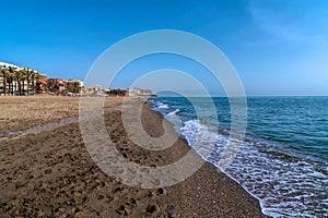 Carihuela playa beach between Torremolinos and Benalmadena Andalusia Costa del Sol Spain photo