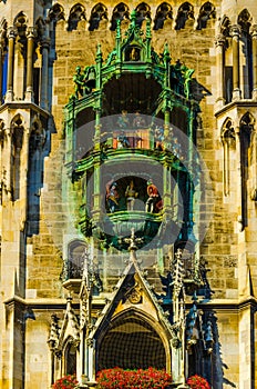 Carillon situated on the wall of the new town hall in munich. In german it is called rathaus-glockenspiel...IMAGE