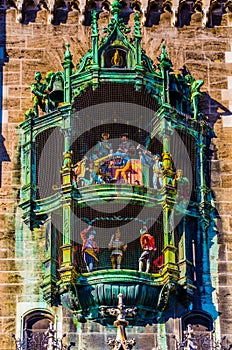 Carillon situated on the wall of the new town hall in munich. In german it is called rathaus-glockenspiel...IMAGE