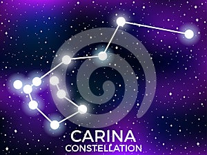Carina constellation. Starry night sky. Cluster of stars and galaxies. Deep space. Vector