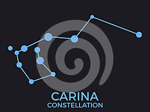 Carina constellation. Stars in the night sky. Cluster of stars and galaxies. Constellation of blue on a black background. Vector