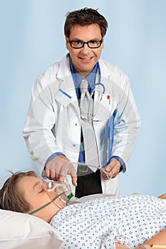 Caring doctor assisting patient