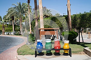 Caring about an enviroment, separating garbage into different continers