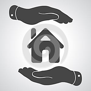 Caring hands icon - protecting house photo