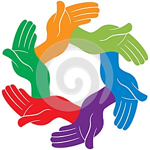 Caring hands team vector illustration logo