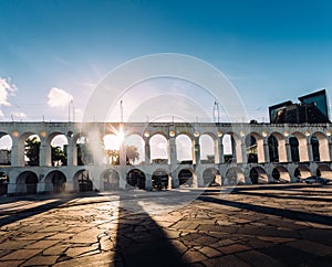 Carioca Aqueduct, also known as Arcos da Lapa in historic centre of Rio de Janeiro, Brazil