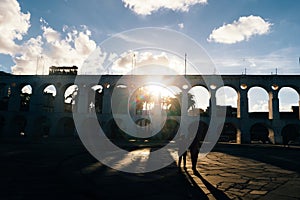 Carioca Aqueduct, also known as Arcos da Lapa in historic centre of Rio de Janeiro, Brazil