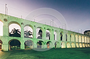 Carioca Aqueduct, also known as Arcos da Lapa in historic centre of Rio de Janeiro, Brazil