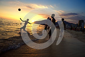 Carioca Brazilians Playing Altinho Beach Football Rio