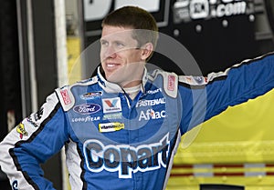 Carl Edwards in the garage