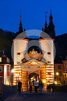 Carl Theodor Old Bridge in Heidelberg at night