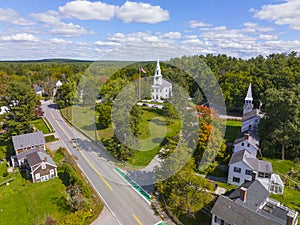 Carlisle historic town center aerial view, Carlisle, MA, USA