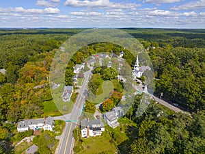 Carlisle historic town center aerial view, Carlisle, MA, USA