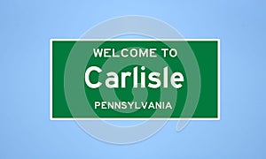 Carlisle, Pennsylvania city limit sign. Town sign from the USA.