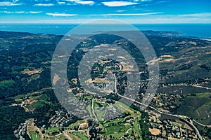 Carmel River Valley in Northern California Aerial View