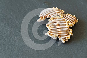 Carmel white chocolate drizzled covered pretzel