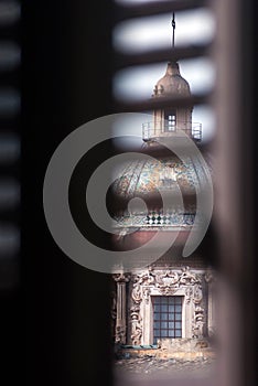 Carmine Maggiore dome view from the window. Palermo, Sicily