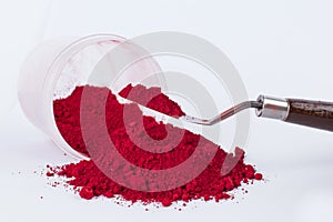 Carmine pigment on a white background