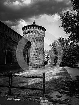 Carmine tower of the Sforza Castle in Milan. photo
