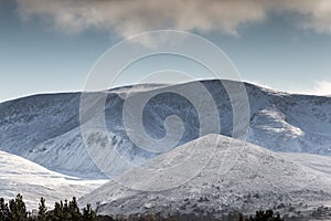 Carn Eilrig and Cairngorm at Glen More in Scotland.